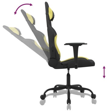 vidaXL Καρέκλα Gaming Μαύρο και Αν. Πράσινο Υφασμάτινη 65x62,5x(120-130)cm 1 τεμ.