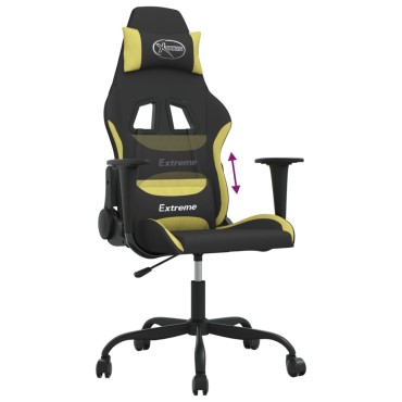 vidaXL Καρέκλα Gaming Μαύρο και Αν. Πράσινο Υφασμάτινη 65x62,5x(120-130)cm 1 τεμ.