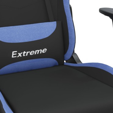 vidaXL Καρέκλα Gaming Μαύρη και Μπλε Υφασμάτινη 65x62,5x(120-130)cm 1 τεμ.