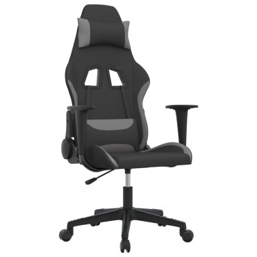 vidaXL Καρέκλα Gaming Μαύρο και Ανοιχτό Γκρι Υφασμάτινη 65x58x(118-128)cm 1 τεμ.