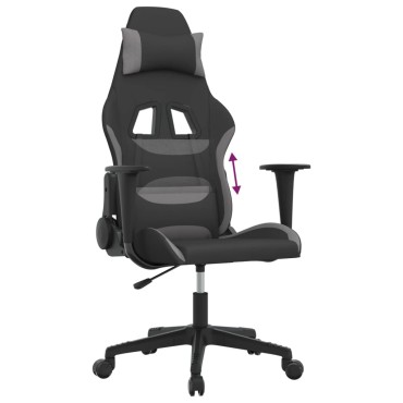vidaXL Καρέκλα Gaming Μαύρο και Ανοιχτό Γκρι Υφασμάτινη 65x58x(118-128)cm 1 τεμ.