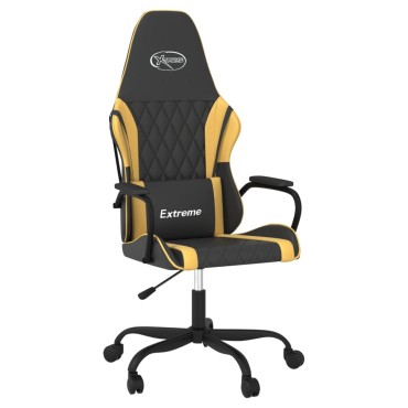 vidaXL Καρέκλα Gaming Μαύρο/Χρυσό από Συνθετικό Δέρμα 54x61,5x(118,5-128)cm 1 τεμ.