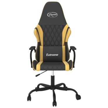 vidaXL Καρέκλα Gaming Μαύρο/Χρυσό από Συνθετικό Δέρμα 54x61,5x(118,5-128)cm 1 τεμ.