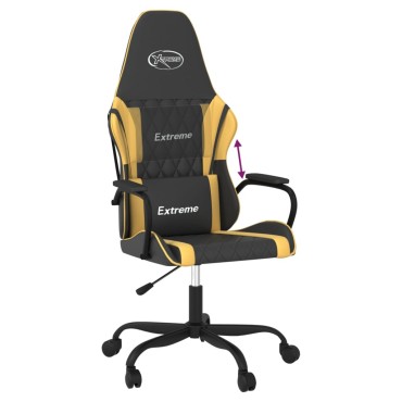 vidaXL Καρέκλα Gaming Μαύρο/Χρυσό από Συνθετικό Δέρμα 54x61,5x(118,5-128)cm 1 τεμ.