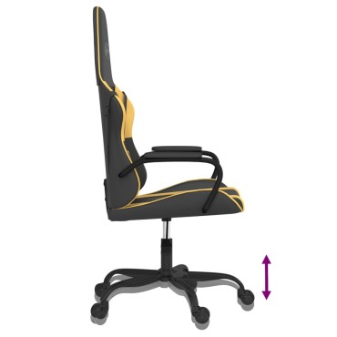 vidaXL Καρέκλα Gaming Μαύρο/Χρυσό από Συνθετικό Δέρμα 54x61,5x(118,5-128)cm 1 τεμ.