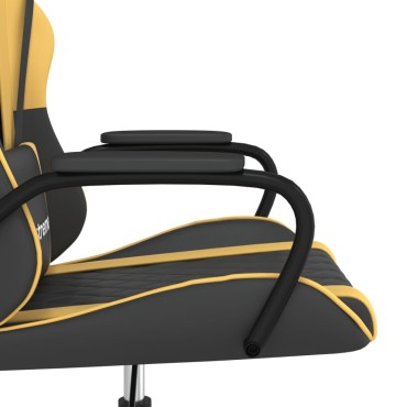 vidaXL Καρέκλα Gaming Μαύρο/Χρυσό από Συνθετικό Δέρμα 54x61,5x(118,5-128)cm 1 τεμ.