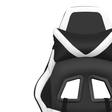 vidaXL Καρέκλα Gaming Μασάζ Υποπόδιο Μαύρο άσπρο από Συνθετικό Δέρμα 67x64x(116-127)cm 1 τεμ.