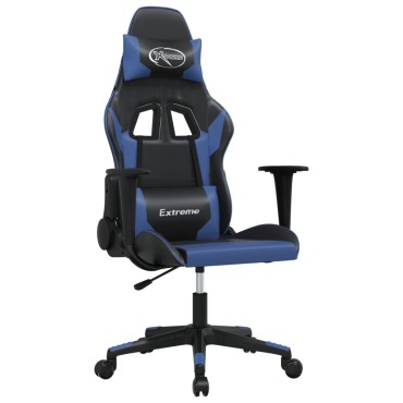 vidaXL Καρέκλα Gaming Μασάζ Μαύρο/Μπλε από Συνθετικό Δέρμα 67x58x(118-128)cm 1 τεμ.