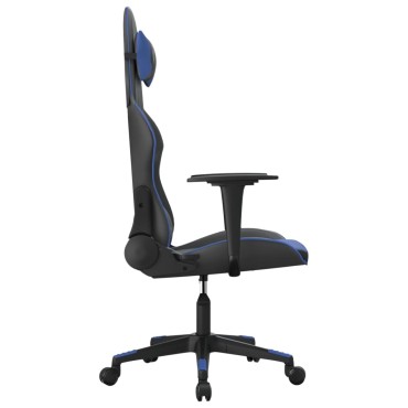 vidaXL Καρέκλα Gaming Μασάζ Μαύρο/Μπλε από Συνθετικό Δέρμα 67x58x(118-128)cm 1 τεμ.