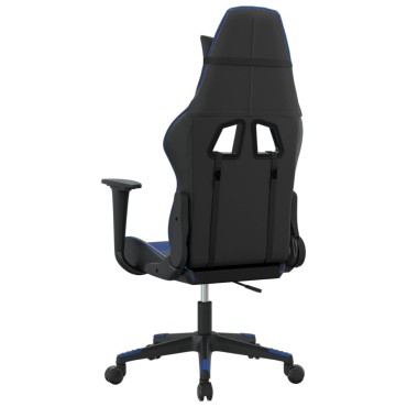 vidaXL Καρέκλα Gaming Μασάζ Μαύρο/Μπλε από Συνθετικό Δέρμα 67x58x(118-128)cm 1 τεμ.
