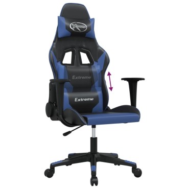 vidaXL Καρέκλα Gaming Μασάζ Μαύρο/Μπλε από Συνθετικό Δέρμα 67x58x(118-128)cm 1 τεμ.