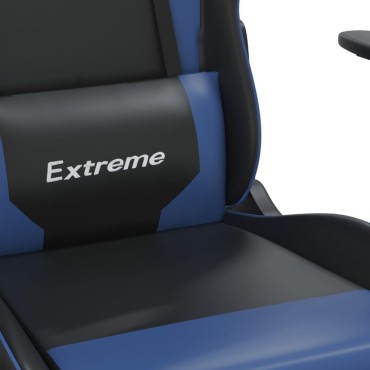 vidaXL Καρέκλα Gaming Μασάζ Μαύρο/Μπλε από Συνθετικό Δέρμα 67x58x(118-128)cm 1 τεμ.