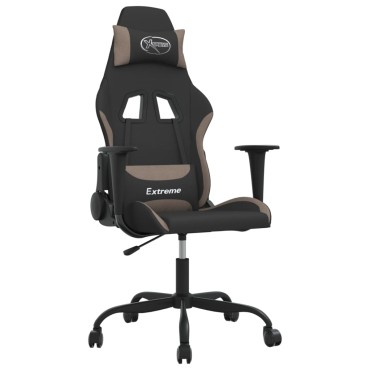 vidaXL Καρέκλα Μασάζ Gaming Μαύρη και Taupe Υφασμάτινη 65x62,5x(120-130)cm 1 τεμ.