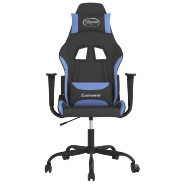 vidaXL Καρέκλα Μασάζ Gaming Μαύρη και Μπλε Υφασμάτινη 65x62,5x(120-130)cm 1 τεμ.