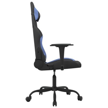 vidaXL Καρέκλα Μασάζ Gaming Μαύρη και Μπλε Υφασμάτινη 65x62,5x(120-130)cm 1 τεμ.