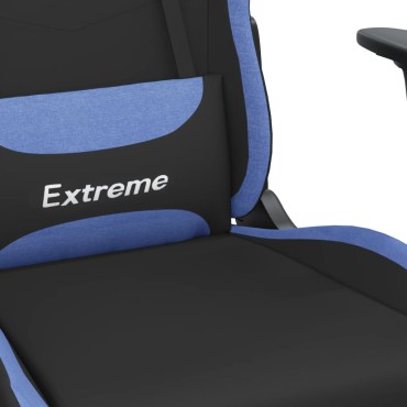 vidaXL Καρέκλα Μασάζ Gaming Μαύρη και Μπλε Υφασμάτινη 65x62,5x(120-130)cm 1 τεμ.