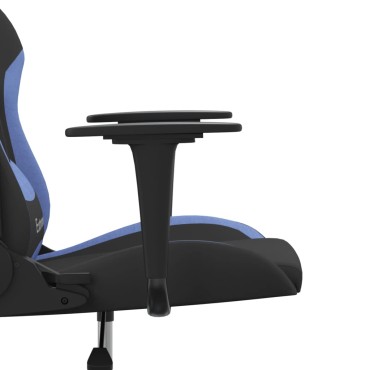 vidaXL Καρέκλα Μασάζ Gaming Μαύρη και Μπλε Υφασμάτινη 65x62,5x(120-130)cm 1 τεμ.