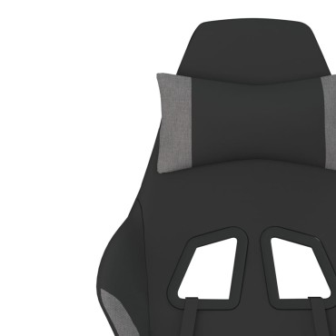 vidaXL Καρέκλα Μασάζ Gaming Μαύρο και Ανοιχτό Γκρι Υφασμάτινη 65x58x(118-128)cm 1 τεμ.