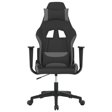 vidaXL Καρέκλα Μασάζ Gaming Μαύρο και Ανοιχτό Γκρι Υφασμάτινη 65x58x(118-128)cm 1 τεμ.