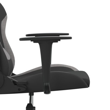 vidaXL Καρέκλα Μασάζ Gaming Μαύρο και Ανοιχτό Γκρι Υφασμάτινη 65x58x(118-128)cm 1 τεμ.