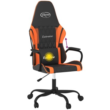 vidaXL Καρέκλα Gaming Μασάζ Μαύρο/πορτοκαλί από Συνθετικό Δέρμα 54x61,5x(118,5-128)cm 1 τεμ.