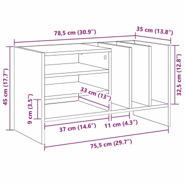 vidaXL Ντουλάπι δίσκων βινυλίου Δρύς Sonoma 78,5x35x45 εκ 1 τεμ.