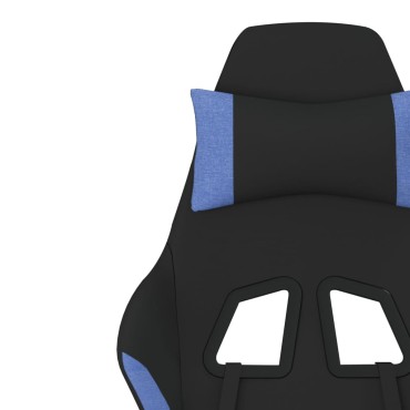 vidaXL Καρέκλα Gaming Μαύρη/Μπλε Ύφασμα με Υποπόδιο 64x60x(117-127)cm 1 τεμ.