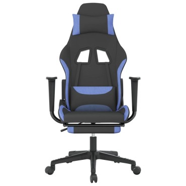 vidaXL Καρέκλα Gaming Μαύρη/Μπλε Ύφασμα με Υποπόδιο 64x60x(117-127)cm 1 τεμ.