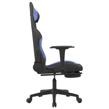 vidaXL Καρέκλα Gaming Μαύρη/Μπλε Ύφασμα με Υποπόδιο 64x60x(117-127)cm 1 τεμ.