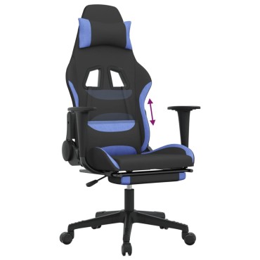 vidaXL Καρέκλα Gaming Μαύρη/Μπλε Ύφασμα με Υποπόδιο 64x60x(117-127)cm 1 τεμ.