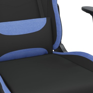 vidaXL Καρέκλα Gaming Μαύρη/Μπλε Ύφασμα με Υποπόδιο 64x60x(117-127)cm 1 τεμ.