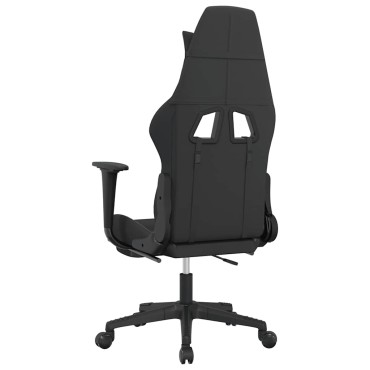 vidaXL Καρέκλα Μασάζ Gaming Μαύρη/Μπλε Ύφασμα με Υποπόδιο 64x60x(117-127)cm 1 τεμ.