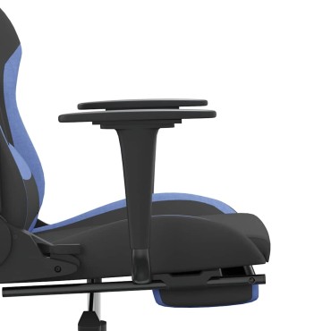 vidaXL Καρέκλα Μασάζ Gaming Μαύρη/Μπλε Ύφασμα με Υποπόδιο 64x60x(117-127)cm 1 τεμ.