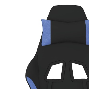 vidaXL Καρέκλα Μασάζ Gaming Μαύρη/Μπλε Ύφασμα με Υποπόδιο 64x60x(117-127)cm 1 τεμ.