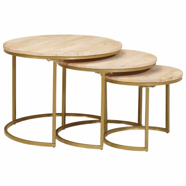 vidaXL Τραπεζάκια Καφέ Στερεών 3 τεμ. Καφέ 60x60x45cm