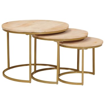 vidaXL Τραπεζάκια Καφέ Στερεών 3 τεμ. Καφέ 60x60x45cm
