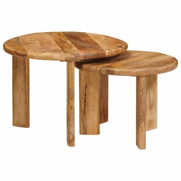 vidaXL Τραπεζάκια Καφέ Στερεών 2 τεμ. Καφέ 50x40 εκ