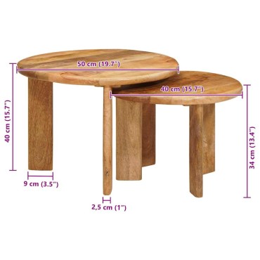 vidaXL Τραπεζάκια Καφέ Στερεών 2 τεμ. Καφέ 50x40 εκ