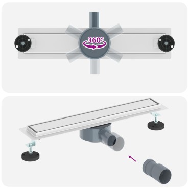 vidaXL Σιφόνι ντους 2-σε-1 με 360° σιφόνι Ασημί 54 x 11 x 9,5 εκ