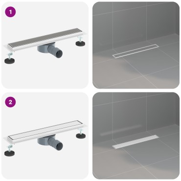 vidaXL Σιφόνι ντους 2-σε-1 με 360° σιφόνι Ασημί 54 x 11 x 9,5 εκ