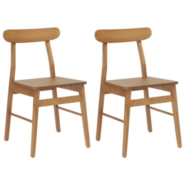 vidaXL Καρέκλα τραπεζαρίας 2 τεμ. Στερεό Ξύλο Ραβέντι Φυσικό 43x44,5x77cm