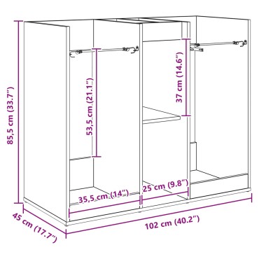 vidaXL Ντουλάπι Γκολφ Μονόχρωμο Παλιό ξύλο 102 x 45 x 85,5 εκ