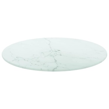 vidaXL Επιφάνεια Τραπεζιού Λευκή 40x0,8cm Ψημ. Γυαλί Μαρμ. Σχέδιο 1 τεμ.