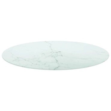 vidaXL Επιφάνεια Τραπεζιού Λευκή 80x1cm Ψημ. Γυαλί Μαρμ. Σχέδιο 1 τεμ.