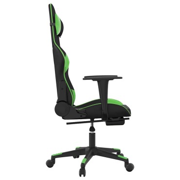 vidaXL Καρέκλα Gaming Μασάζ Υποπόδιο Μαύρο/Πράσινο από Συνθετικό Δέρμα 64x60x(117-127)cm 1 τεμ.