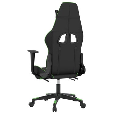vidaXL Καρέκλα Gaming Μασάζ Υποπόδιο Μαύρο/Πράσινο από Συνθετικό Δέρμα 64x60x(117-127)cm 1 τεμ.