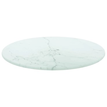 vidaXL Επιφάνεια Τραπεζιού Λευκή 30x0,8cm Ψημ. Γυαλί Μαρμ. Σχέδιο 1 τεμ.