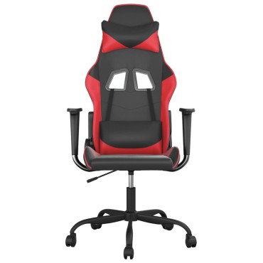 vidaXL Καρέκλα Gaming Μασάζ Μαύρο/Κόκκινο από Συνθετικό Δέρμα 66x56x(120,5-131)cm 1 τεμ.