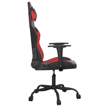 vidaXL Καρέκλα Gaming Μασάζ Μαύρο/Κόκκινο από Συνθετικό Δέρμα 66x56x(120,5-131)cm 1 τεμ.