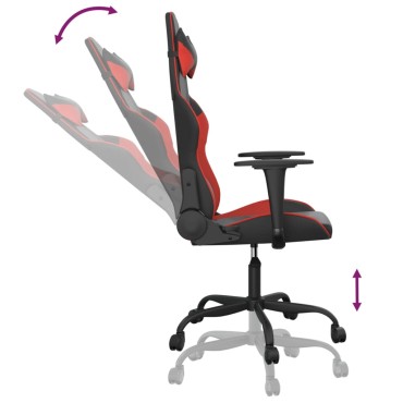 vidaXL Καρέκλα Gaming Μασάζ Μαύρο/Κόκκινο από Συνθετικό Δέρμα 66x56x(120,5-131)cm 1 τεμ.